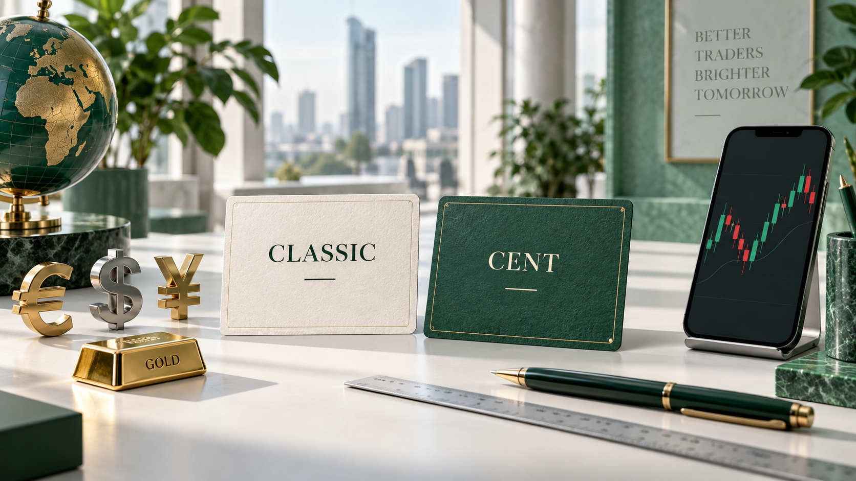 ภาพประกอบบัญชี Classic และ Cent พร้อมคู่เงินและทองสำหรับรีวิว Forex4you