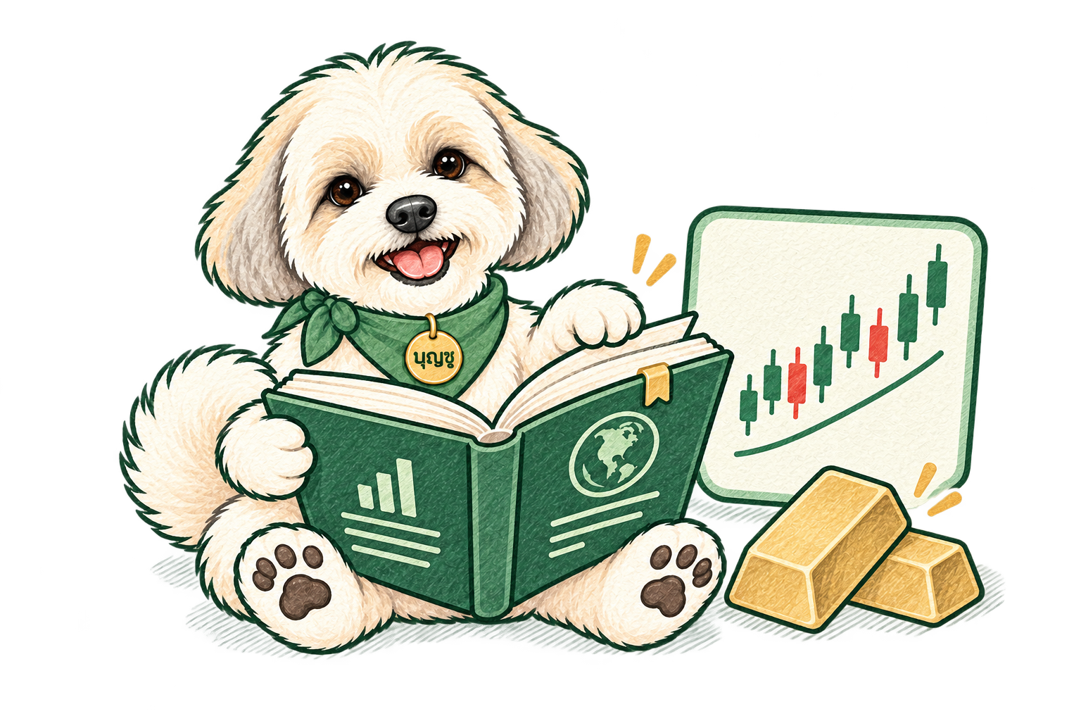 บุญชูอ่านหนังสือเรียนรู้ Forex และทองคำ พร้อมตัวอย่างกราฟ
